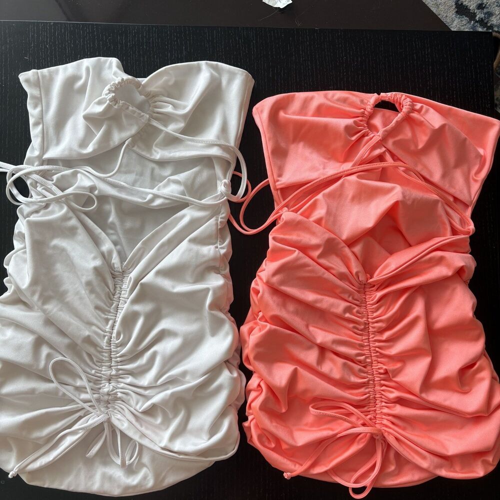 Set of 2 Strapless Dresses - Beach Bright Ruched Fun - Picture 2 of 3